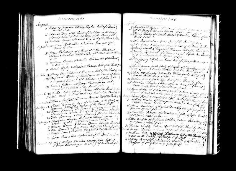 Repington (Charles) 1748 Marriage Record